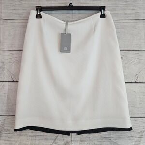 Preston & York 14 Nautical Glam Suzanne Tweed Knee Skirt White Black Hem 1075